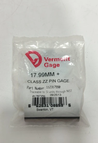 Vermont Gage Çelik Pin Kontrol Eşi 17,99mm - 2