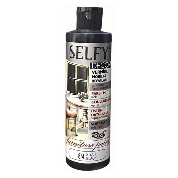 Rich Selfy Decor Vernikli Mobilya Boyası 240 cc Siyah ürün görseli 1