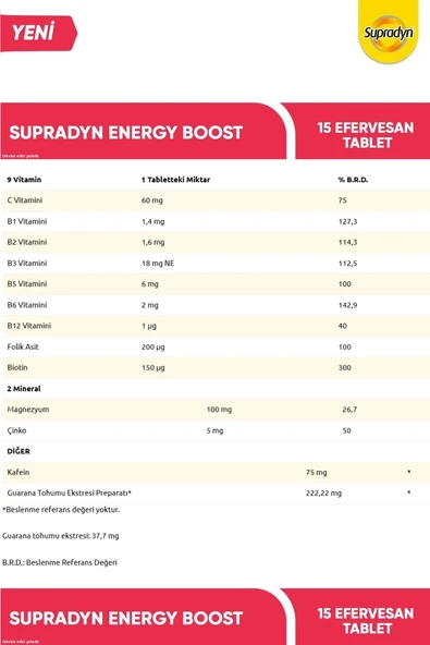Supradyn Energy Boost 15 Efervesan Tablet x 3 Adet - Resim 5