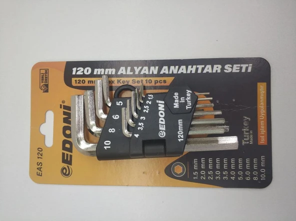 Edoni Alyan Anahtar Seti 10 Pcs Hex Key Set Crom 120mm Eas120 - 3