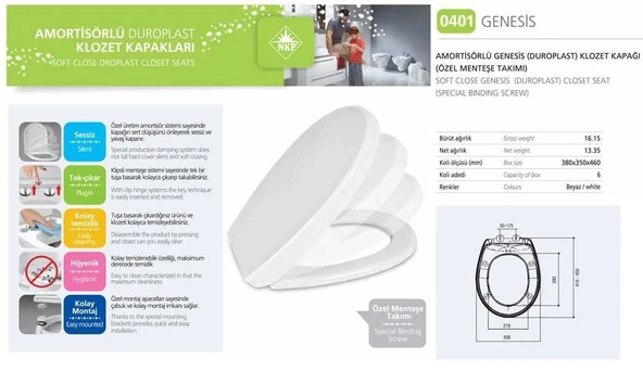 NKP Genesis Amortisörlü+Tak Çıkar Klozet Kapağı - 8