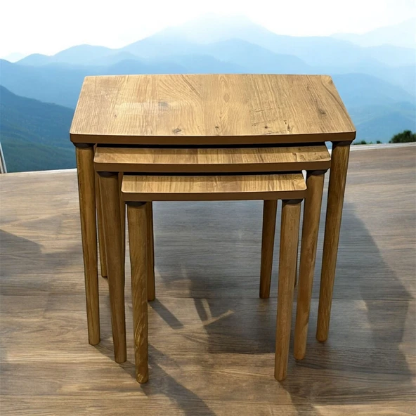 ES zigon sehpa 3 lü ahşap  ayak klasik - 6