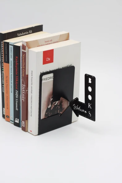Books Welcome Yazılı Metal Kitap Desteği - Kitap Tutucu - Ev Ve Ofis Dekoratif Aksesuar (2 Lİ SET) - 2