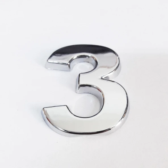 Cemax 3 Rakamı 3,75 cm Krom Yapışkanlı - 5