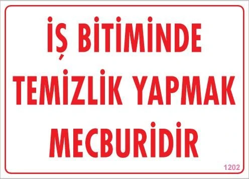 Temizlik Düzen Uyarı Levhası 25x35 KOD:1202 - 6