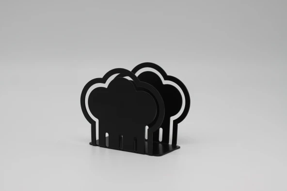 Metal Masa Üstü Sofra Dekoratif Siyah Peçetelik Şef Şapkası Model