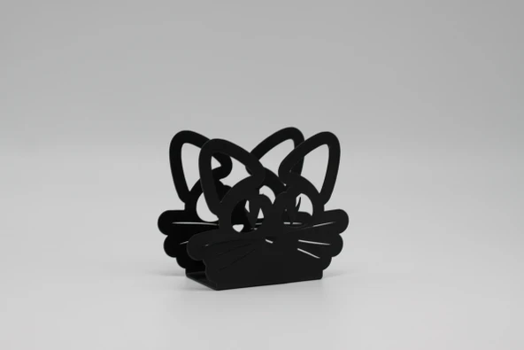 Metal Masa Üstü Sofra Dekoratif Siyah Peçetelik Kedi Figürlü Model - 2