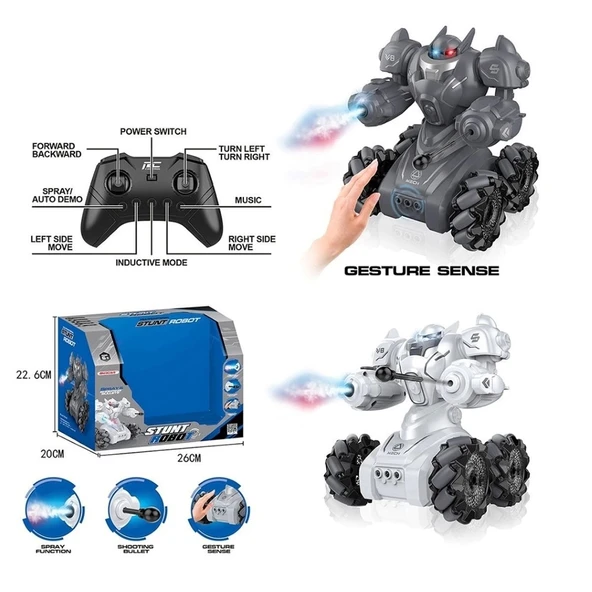 SYR-666-861 Kumandalı Şarjlı Işıklı Roket ve Buhar Atan Robot Araba -Vardem Oyuncak - 3