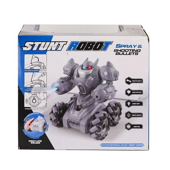 SYR-666-861 Kumandalı Şarjlı Işıklı Roket ve Buhar Atan Robot Araba -Vardem Oyuncak - 4