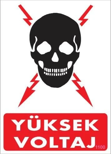 Yüksek Voltaj Uyarı Levhası 25x35 KOD:1100 - 6