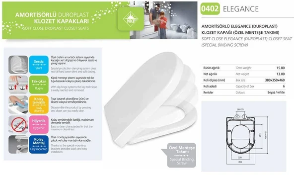 NKP Elagance Amortisörlü+Tak Çıkar Klozet Kapağı - 2