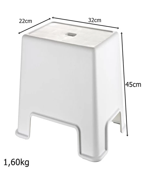 Geseus Banyo Taburesi  Büyük Boy Çok amaçlı Tabure-129-Beyaz - 2