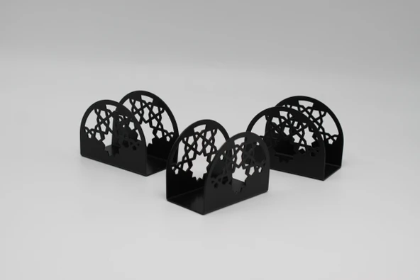 Metal Masa Üstü Sofra Dekoratif Siyah Peçetelik Selçuk Model - 3