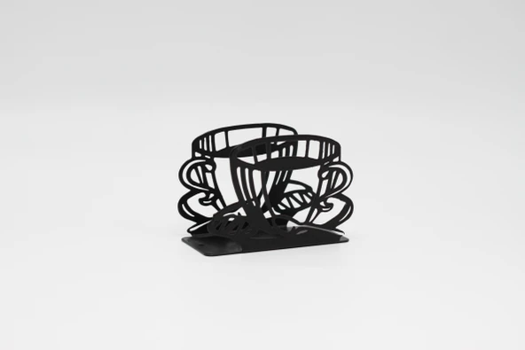 Metal Masa Üstü Sofra Dekoratif Siyah Peçetelik Kahve Fincan Model - 2