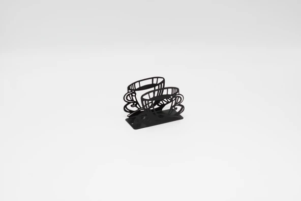 Metal Masa Üstü Sofra Dekoratif Siyah Peçetelik Kahve Fincan Model - 3