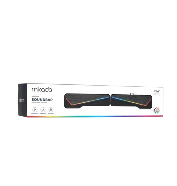 Mikado MD-S157 2.0 5Wx2CH RGB Ledli Oyuncu Siyah USB Sound Bar Speaker Hoparlör