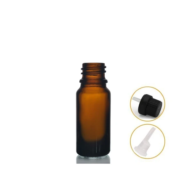 10ml kahverengi cam içten damlalıklı şişe siyah kapak, 12 adet, damlalıklı şişe, damlatmalı şişe