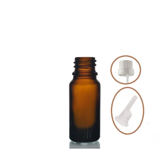 10ml kahverengi cam içten damlalıklı şişe beyaz kapak, 12 adet, damlalıklı şişe, damlatmalı şişe