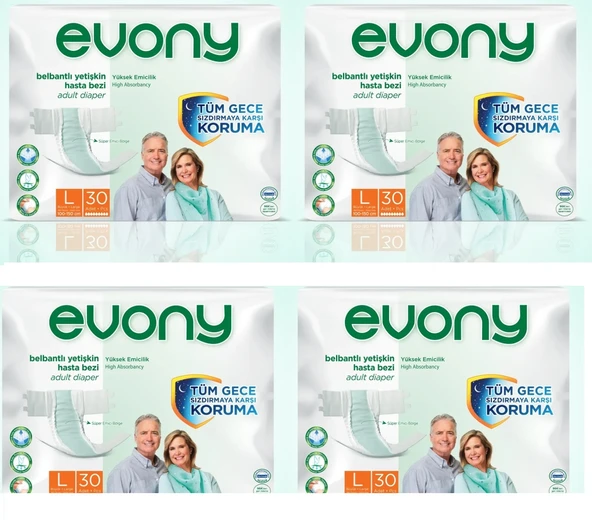 Evony Hasta Bezi Yetişkin Bel Bantlı Tekstil Yüzey L-büyük Boy 120 Adet (4pk30)