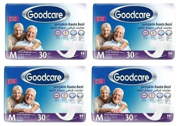 Goodcare Hasta Bezi Yetişkin Bel Bantlı Tekstil Yüzey M Medium - Orta 120 Adet (4PKX30)