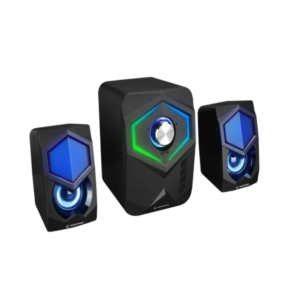 Rampage RMS-175BT 2+1 5W*2 Bluetooth+USB-TF-FM Rainbow Aydınlatmalı Gaming Speaker Hoparlör - 2