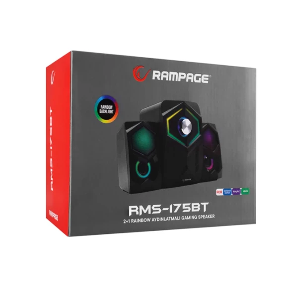 Rampage RMS-175BT 2+1 5W*2 Bluetooth+USB-TF-FM Rainbow Aydınlatmalı Gaming Speaker Hoparlör - 4