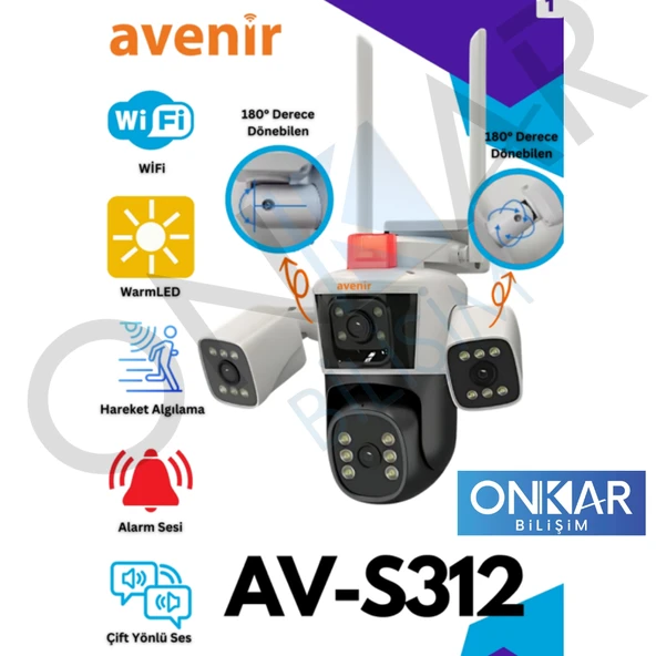 Avenir AV-S312 3 Kameralı Wifi Kablosuz Güvenlik Kamerası 3x4MP