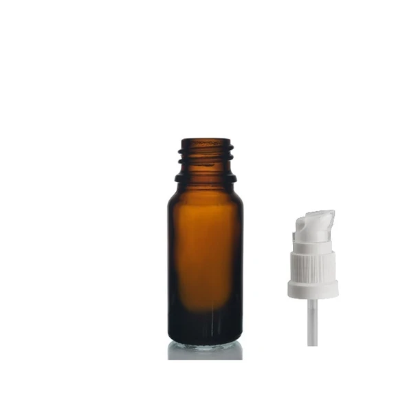 10ml kahverengi cam serum pompalı şişe, 24 adet, pompalı şişe, medikal şişe, cam şişe,