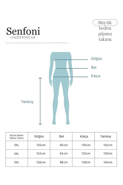 Senfoni Kadın Büyük Beden Düğmeli Yaka Uzun Kol Modal Pijama Takımı 6091 -1 Adet  5XL Turuncu - 3