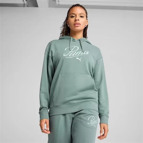 Puma SCRIPT Comfort Hoodie Kadın Yeşil Spor Sweatshirt - 684983 30