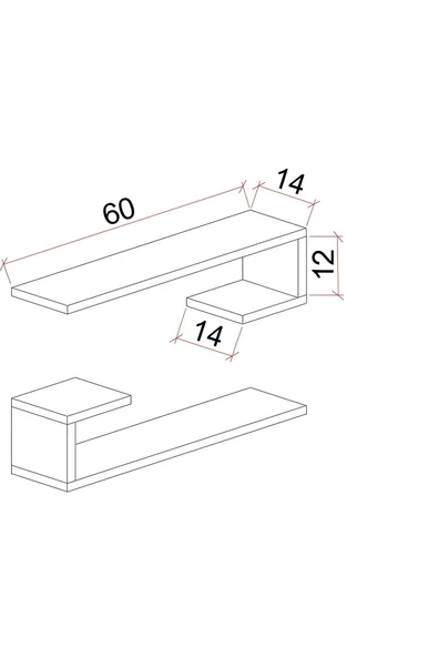 Aero' S Beyaz - U Model Raf Seti 2li - 2