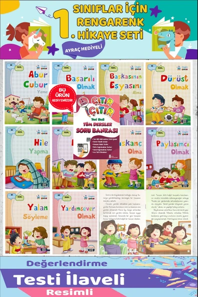 1.Sınıf Okumayı Sevdiren 10 lu Hikaye Seti 7 (Soru Bankası Hediyeli) - 1