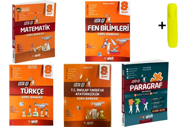 Gizli Yayınları 8. Sınıf LGS Matematik Fen Türkçe İnkılap Paragraf Usta İşi Soru Bankası Seti