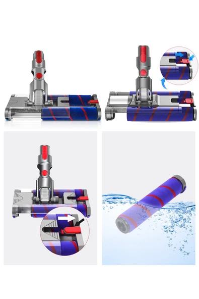 Dyson V7 Modeli için Uyumlu Süpürge Çift Rulo Zemin Başlığı - 4