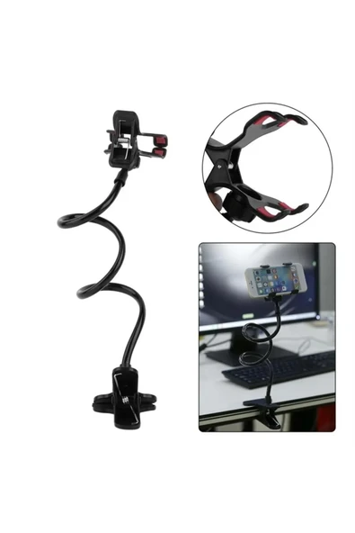 TİNEKE Akrobat Telefon Tutucu Siyah Oynar Başlıklı Portatif Çok Amaçlı Telefon Tutacağı - 4