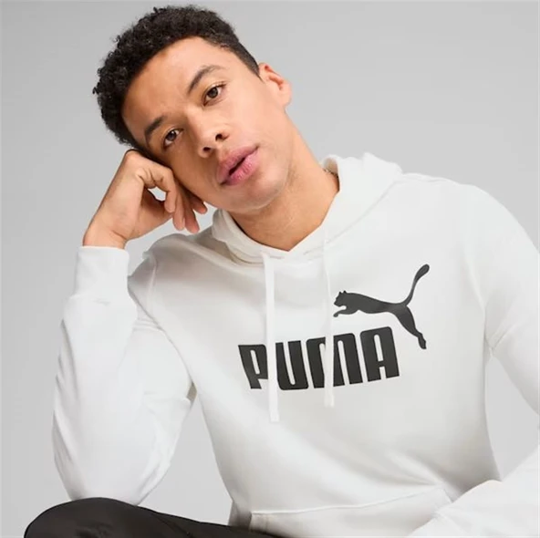 Puma ESS No. 1 Logo Hoodie Beyaz Erkek Spor Sweatshirt/Kapüşonlu - 682572 02 - 2