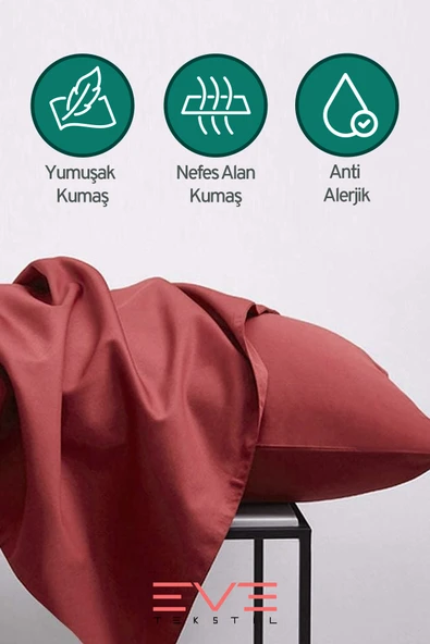 2 Adet RanForce Düz Pamuk Antibakteriyel Yıkanabilir Lüks Yastık Kılıfı 50x70cm - 10