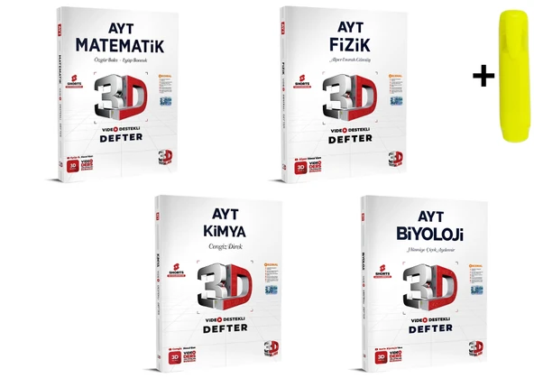 3D Yayınları AYT Sayısal Matematik Fizik Kimya Biyoloji Video Destekli Defter Seti 4 Kitap