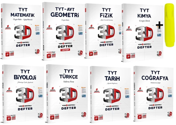 3D Yayınları TYT Tüm Dersler Video Destekli Defter Seti 8 Kitap ürün görseli