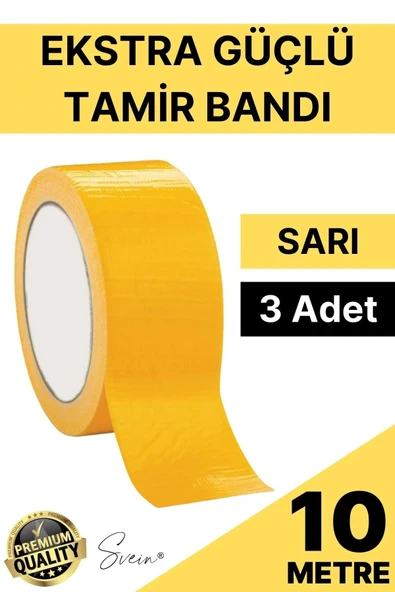 3 Adet 10 mt Sarı Tamir Takviye Kapatıcı Güçlü Onarım Bandı Su Geçirmez Sızdırmaz Dayanım Çatlak