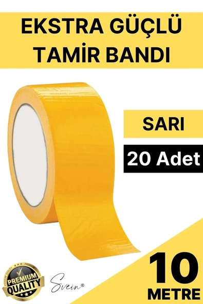 20 Adet 10 mt Sarı Tamir Takviye Kapatıcı Güçlü Onarım Bandı Su Geçirmez Sızdırmaz Dayanım Çatlak