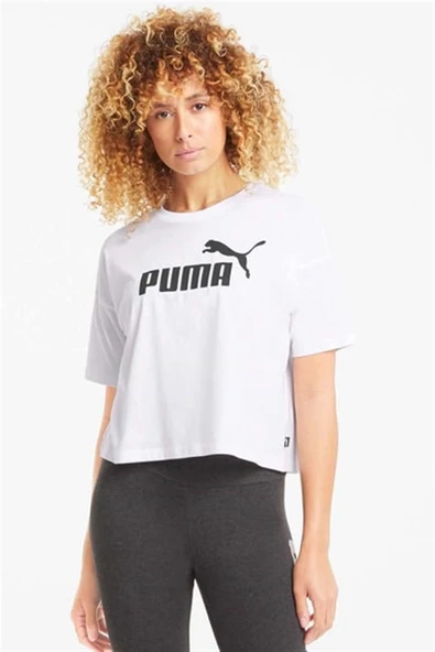 Puma ESS Cropped Logo No. 1 Logo Beyaz Kadın Spor Crop Tişört - 684972 02