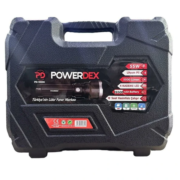 PD-13000 55 Watt 5500 Lümen Profesyonel Büyük Şarjlı El Feneri - 3