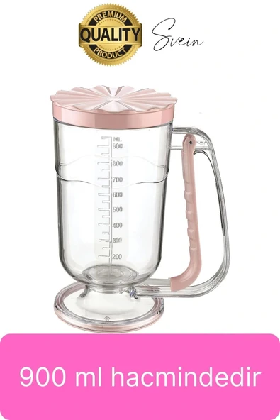 Pankek Hamur Porsiyonlayıcı Ölçülü Akıtma Dağıtıcı Krep Yapma Puding Muffin 900 ml Ölçekli Aparatı - 4