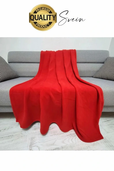 180x210 cm 2 Kişilik Sıcacık Kışlık Polar Yumuşak Rahat Konforlu Kırmızı Renk Hafif TV Battaniyesi - 3