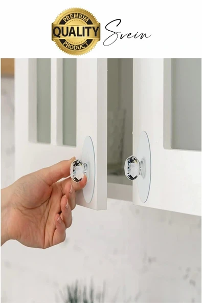 4 Adet Dekoratif Güçlü Tutunabilen Yapışkanlı Kristal Kapak Çekmece Dolap Kulp Seti Tutacak Kulbu - 4