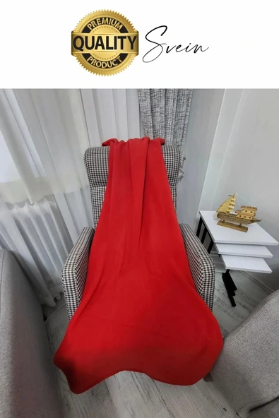 180x210 cm 2 Kişilik Sıcacık Kışlık Polar Yumuşak Rahat Konforlu Kırmızı Renk Hafif TV Battaniyesi - 5