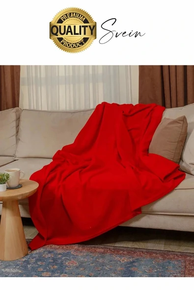 180x210 cm 2 Kişilik Sıcacık Kışlık Polar Yumuşak Rahat Konforlu Kırmızı Renk Hafif TV Battaniyesi - 6