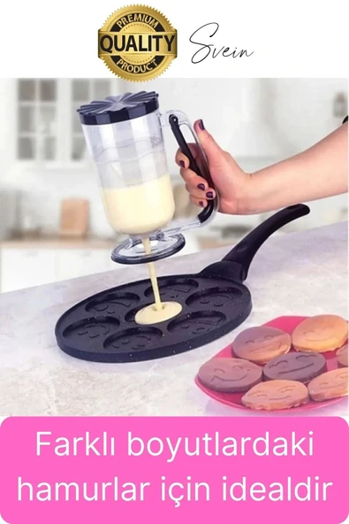 Pankek Hamur Porsiyonlayıcı Ölçülü Akıtma Dağıtıcı Krep Yapma Puding Muffin 900 ml Ölçekli Aparatı - 3