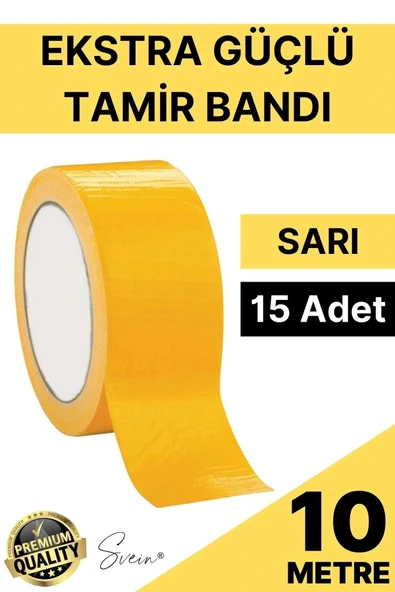 15 Adet 10 mt Sarı Tamir Takviye Kapatıcı Güçlü Onarım Bandı Su Geçirmez Sızdırmaz Dayanım Çatlak